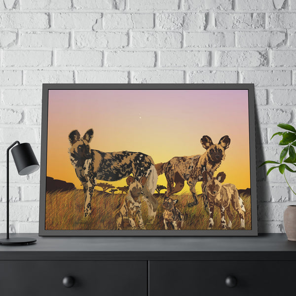 African Painted Dog Family Framed Paper Posters
