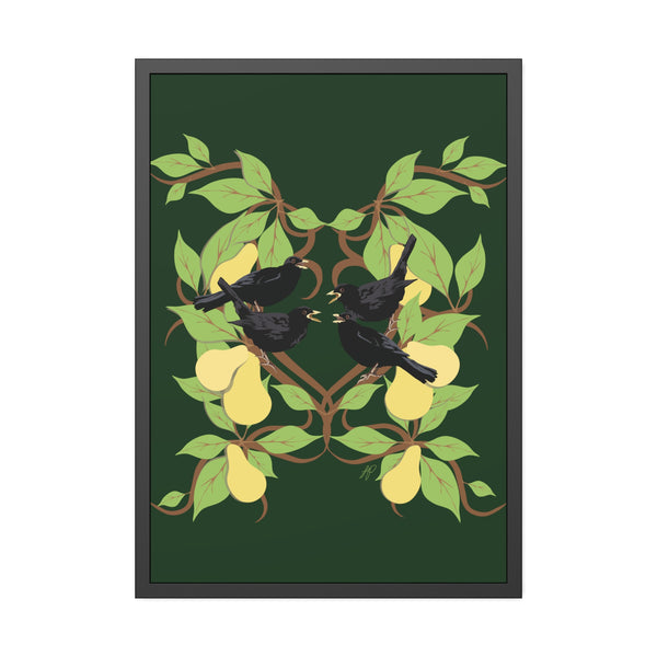 Four Colly Birds Framed Paper Posters