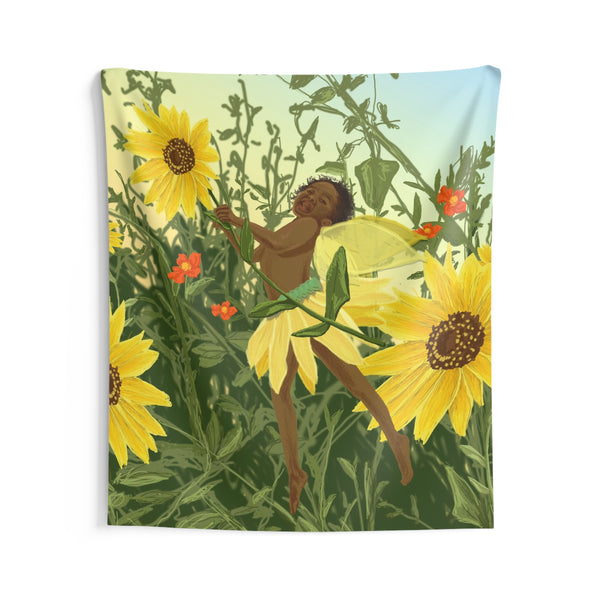 Sunflower Fairy Indoor Wall Tapestries