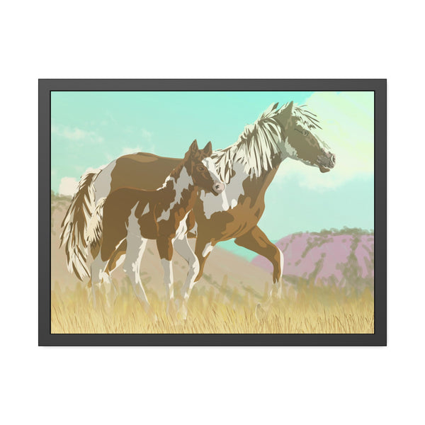 Mare and Colt Mustang Framed Paper Posters