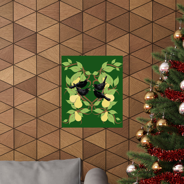 Four Colly Birds of Christmas Premium Matte vertical posters