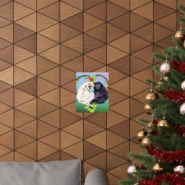 Monkey Love Endangered Hoolock Gibbon Pair Premium Matte vertical posters