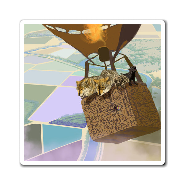 Wolf Family in a Balloon Magnet