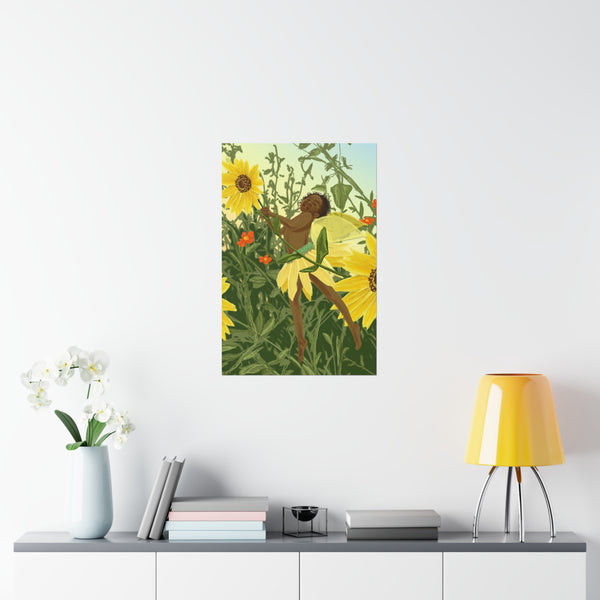 Sunflower Fairy Premium Matte vertical posters