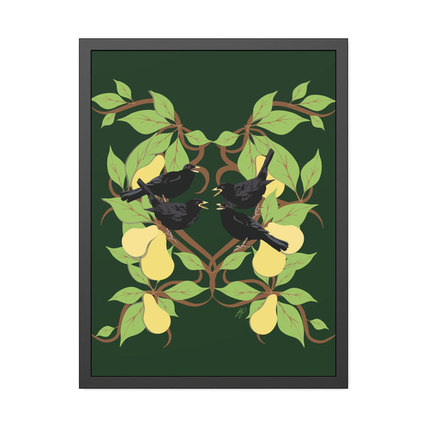 Four Colly Birds Framed Paper Posters