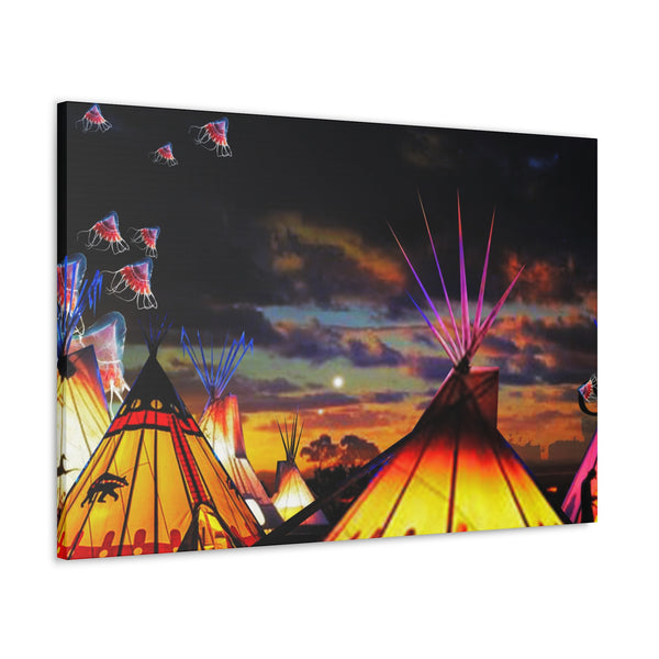 Glowing Teepees Canvas Gallery Wraps