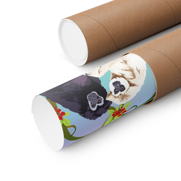 Monkey Love Endangered Hoolock Gibbon Pair Premium Matte vertical posters
