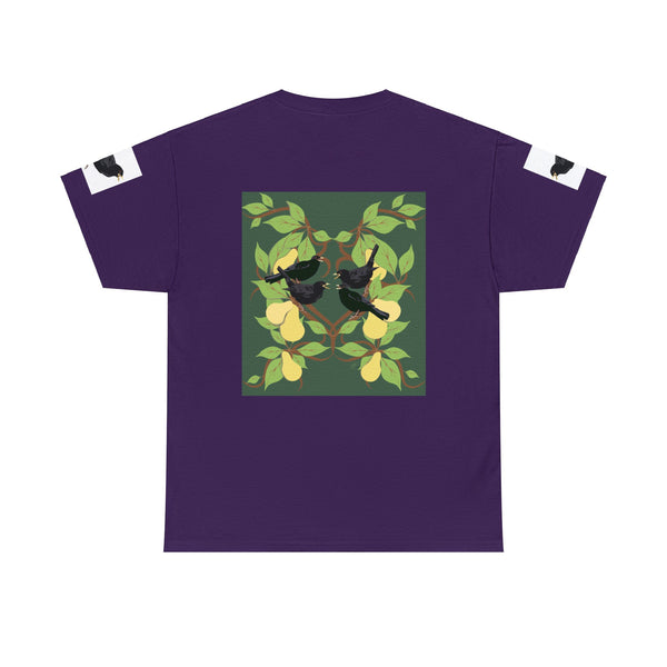 Four Colly Birds of Christmas Unisex Heavy Cotton Tee