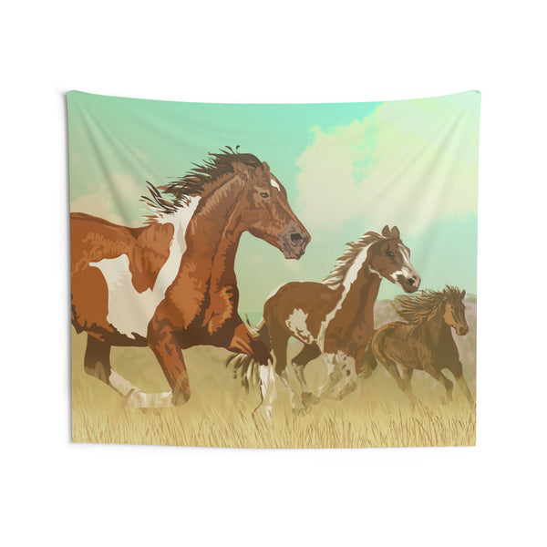 Three Mustangs Indoor Wall Tapestries