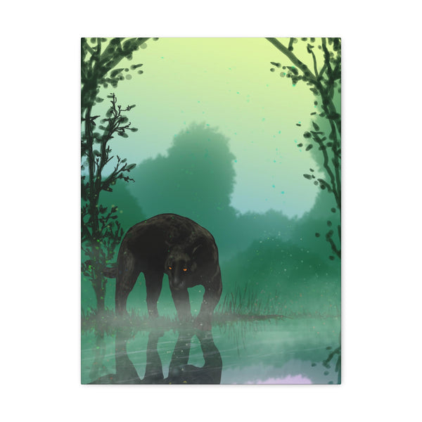 Black Panther with Reflection  Canvas Gallery Wraps