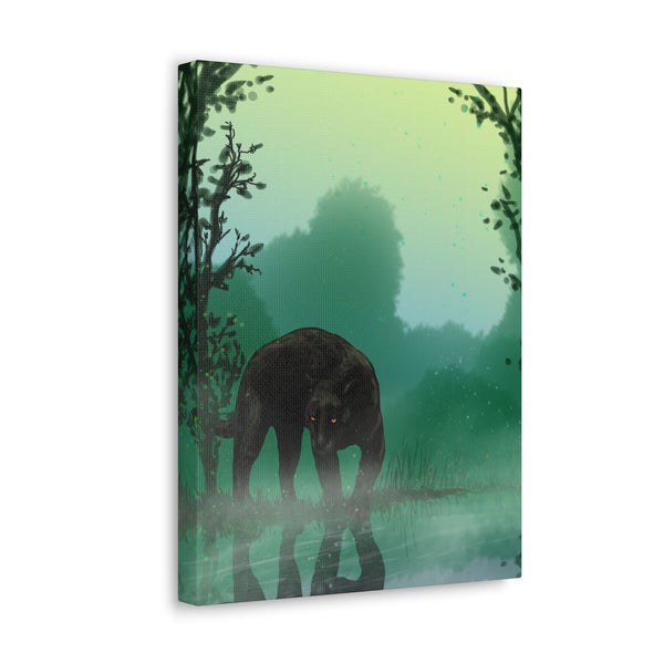 Black Panther with Reflection  Canvas Gallery Wraps