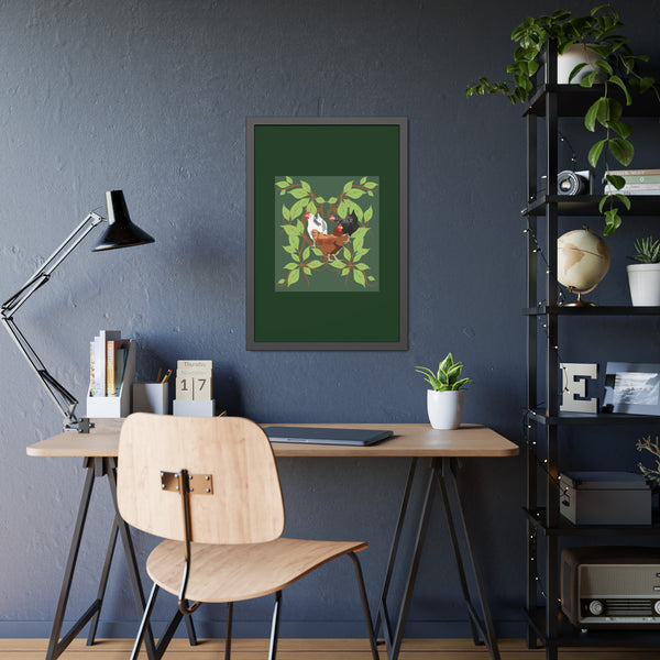 Three French Hens Framed Paper Posters