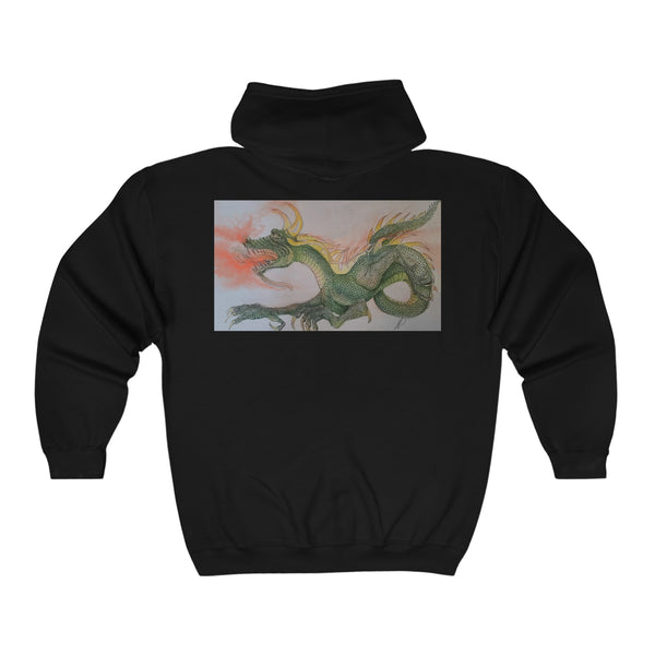 Doodle Dragon Unisex Heavy Blend™ Full Zip Hooded Sweatshirt