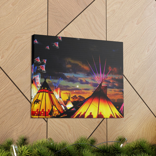 Glowing Teepees Canvas Gallery Wraps