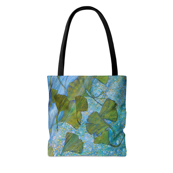 Ginkgo Leaves with Water Dragon AOP Tote Bag
