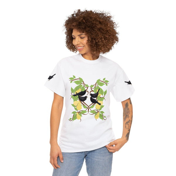 Four Colly Birds of Christmas Unisex Heavy Cotton Tee
