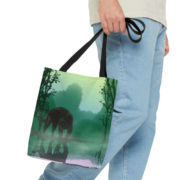 Black Panther with Reflection AOP Tote Bag