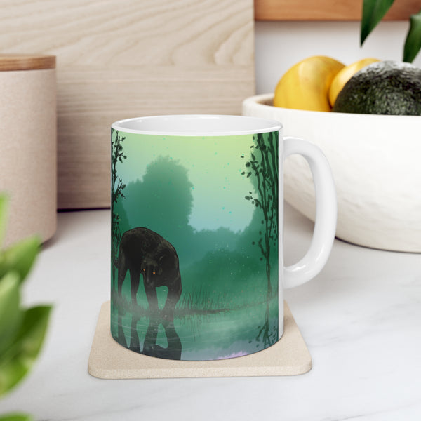 Black Panther with Reflection Ceramic Mug 11oz