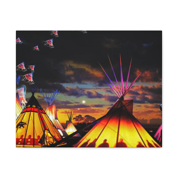Glowing Teepees Canvas Gallery Wraps