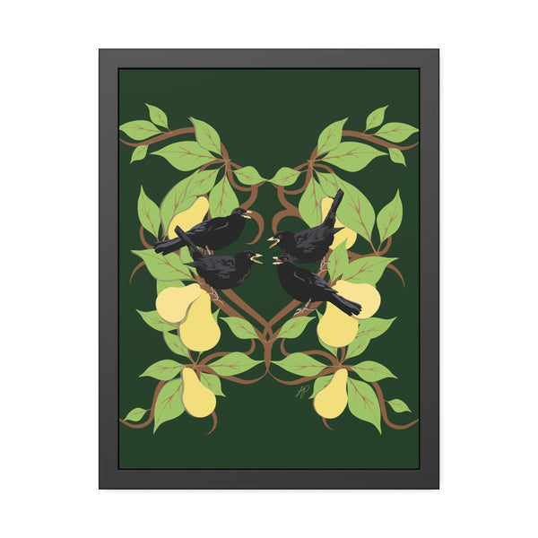 Four Colly Birds Framed Paper Posters