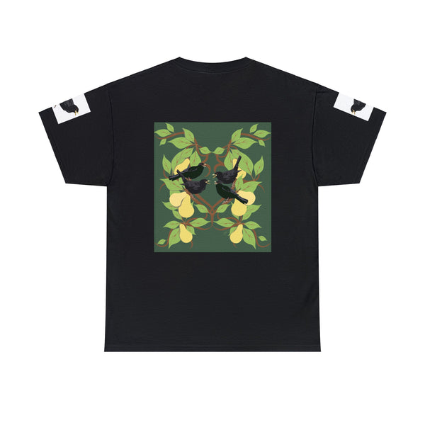 Four Colly Birds of Christmas Unisex Heavy Cotton Tee