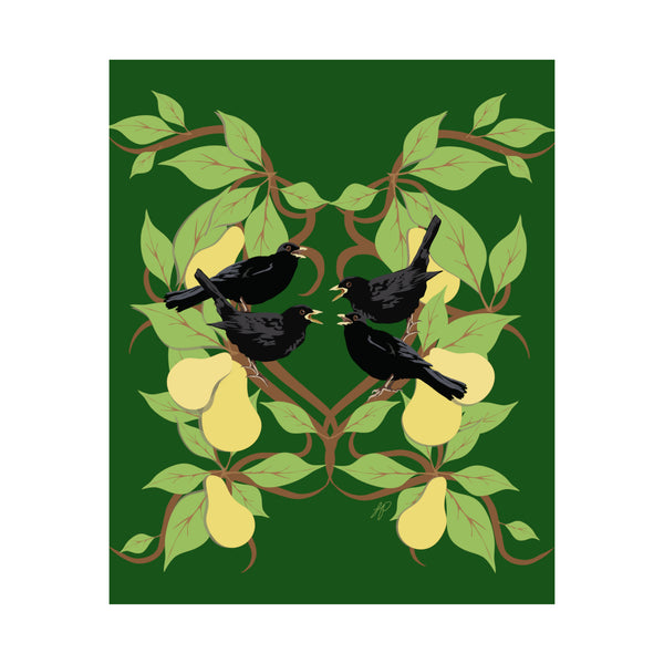 Four Colly Birds of Christmas Premium Matte vertical posters