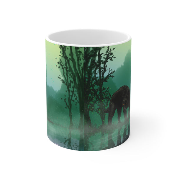 Black Panther with Reflection Ceramic Mug 11oz