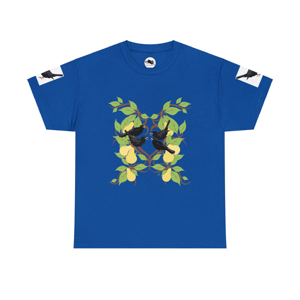 Four Colly Birds of Christmas Unisex Heavy Cotton Tee