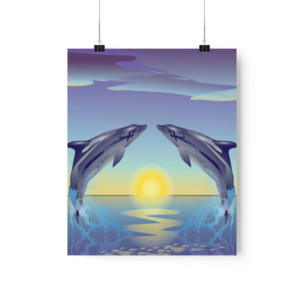 Dolphin Love Premium Matte vertical posters
