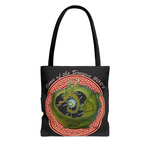 Black Lunar Dragon Tote Bag