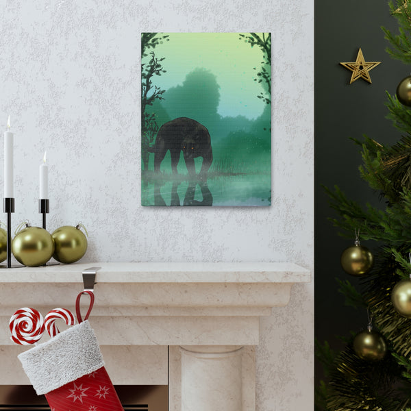 Black Panther with Reflection  Canvas Gallery Wraps