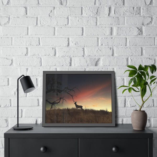 Deer at Sunrise Framed Paper Posters