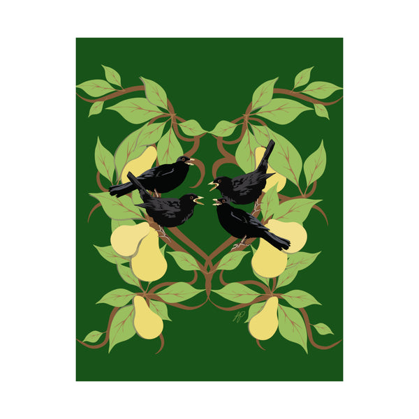 Four Colly Birds of Christmas Premium Matte vertical posters