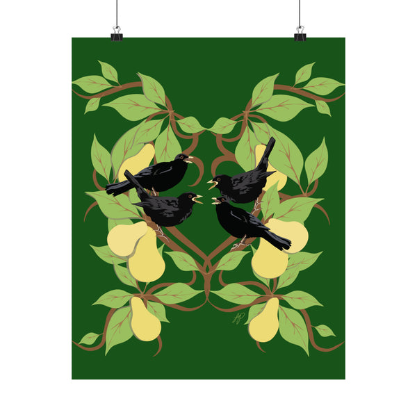 Four Colly Birds of Christmas Premium Matte vertical posters
