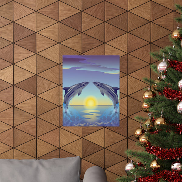 Dolphin Love Premium Matte vertical posters