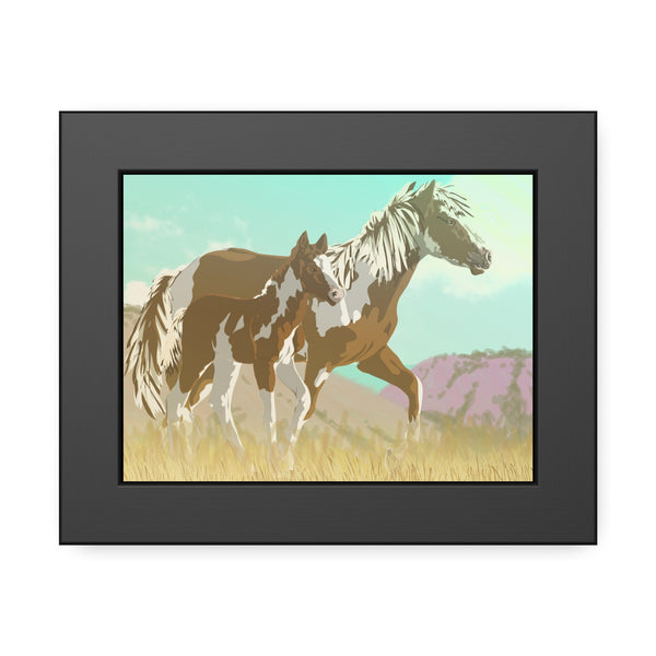 Mare and Colt Mustang Framed Paper Posters