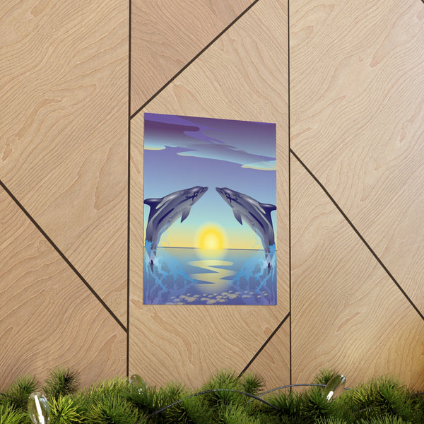 Dolphin Love Premium Matte vertical posters