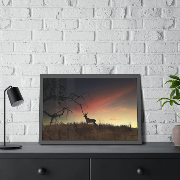 Deer at Sunrise Framed Paper Posters