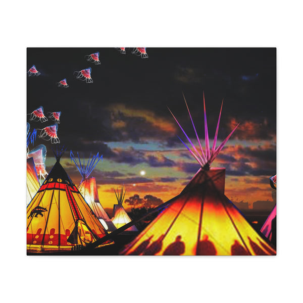 Glowing Teepees Canvas Gallery Wraps