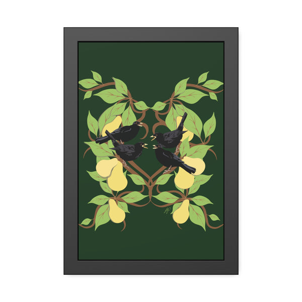 Four Colly Birds Framed Paper Posters