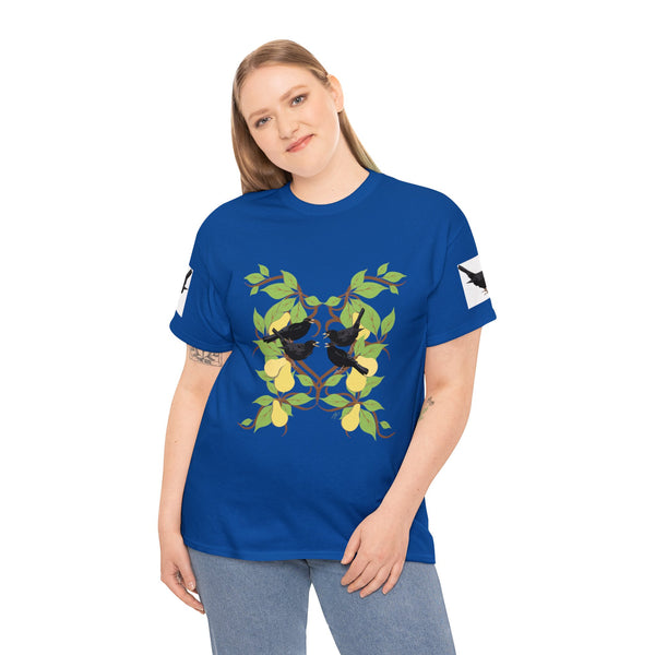 Four Colly Birds of Christmas Unisex Heavy Cotton Tee