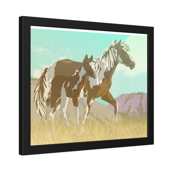 Mare and Colt Mustang Framed Paper Posters