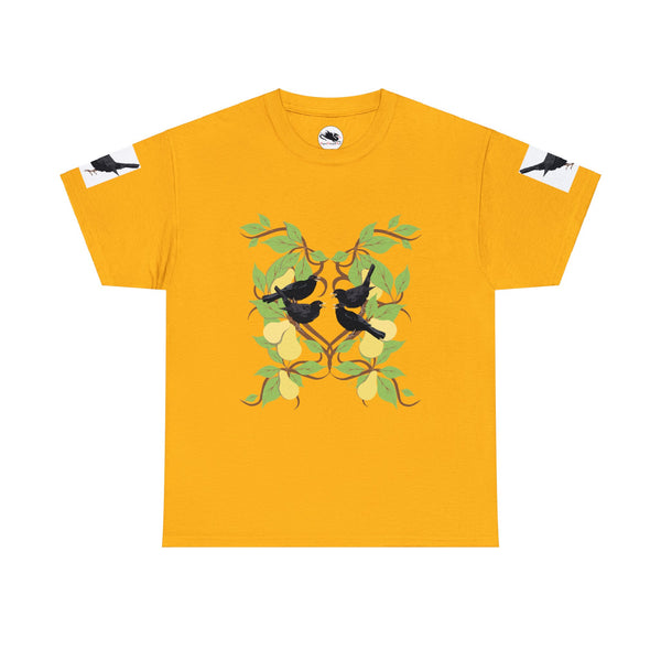 Four Colly Birds of Christmas Unisex Heavy Cotton Tee