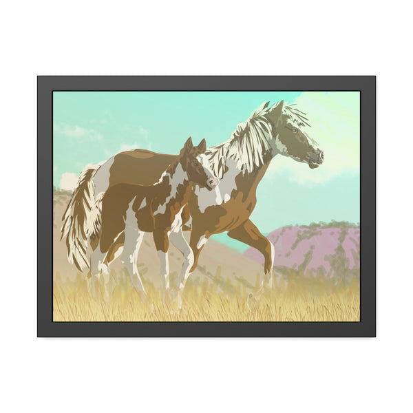 Mare and Colt Mustang Framed Paper Posters