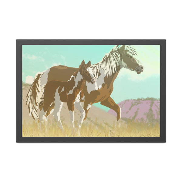 Mare and Colt Mustang Framed Paper Posters