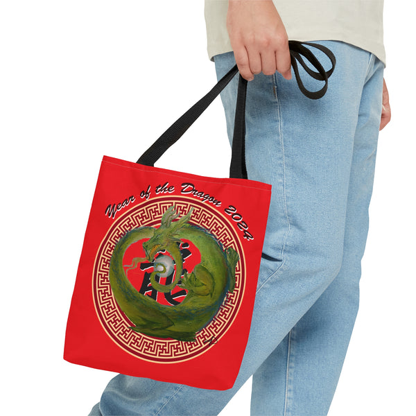 Red Lunar Dragon Tote Bag