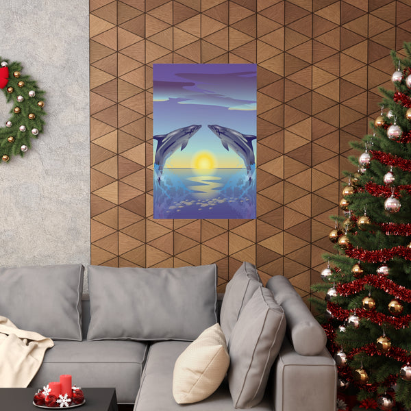 Dolphin Love Premium Matte vertical posters