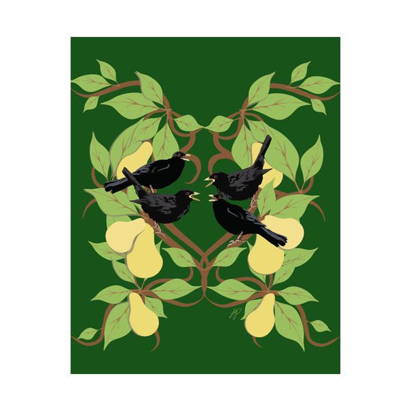 Four Colly Birds of Christmas Premium Matte vertical posters