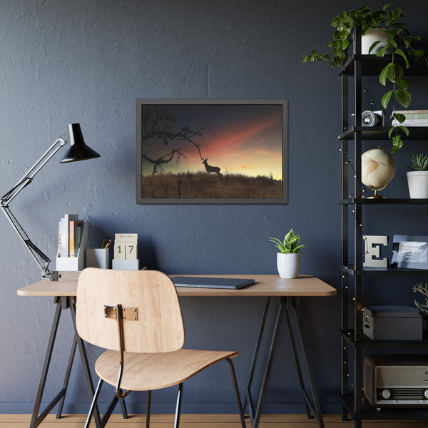 Deer at Sunrise Framed Paper Posters