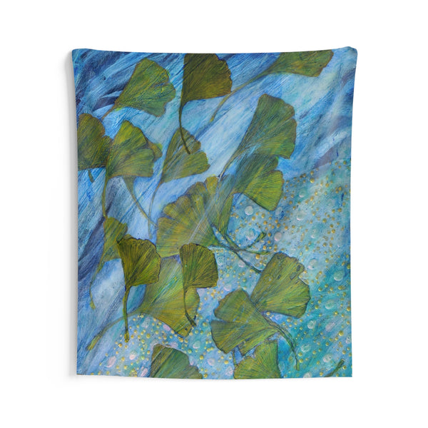 Ginkgo Leaves with Water Dragon Indoor Wall Tapestries